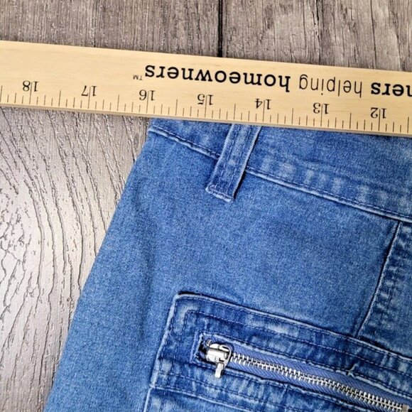 Acezung Women's Jeans Size 12 Capri Flap Pouch Pockets Medium Wash - Picture 3 of 14
